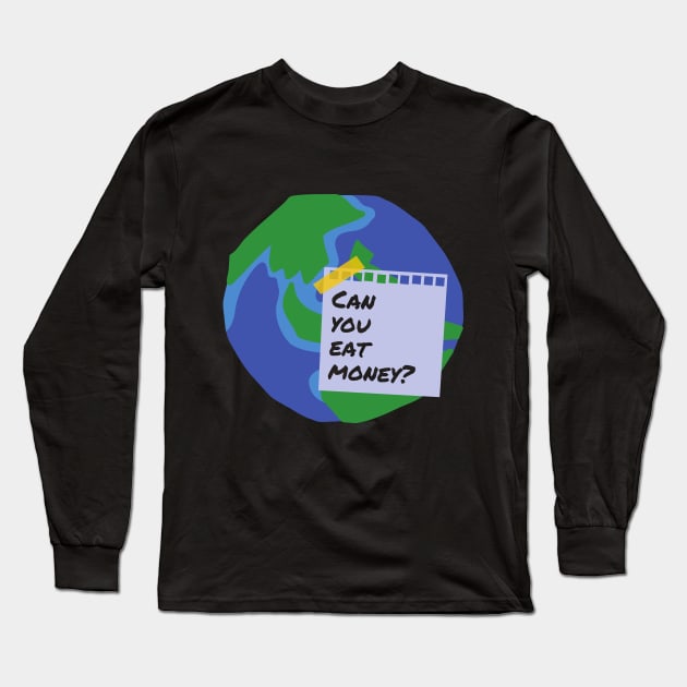 Eat Money Greta Thunberg Earth Shirt Save Our Planet Climate Change Shirt SOS Help Climate Strike Shirt Nature Future Natural Environment Cute Funny Gift Idea Long Sleeve T-Shirt by EpsilonEridani